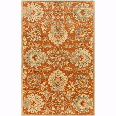 Mark & Day Lyon 5'x8' Rectangle Tufted Indoor Area Rugs Camel: Floral Wool, Stain-Resistant, Traditional Decor