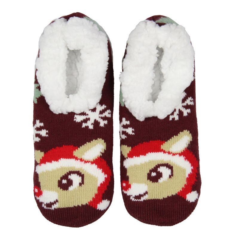 Rudolph The Red-Nosed Reindeer Christmas Holiday Slipper Socks No-Slip Sole, 2 of 5