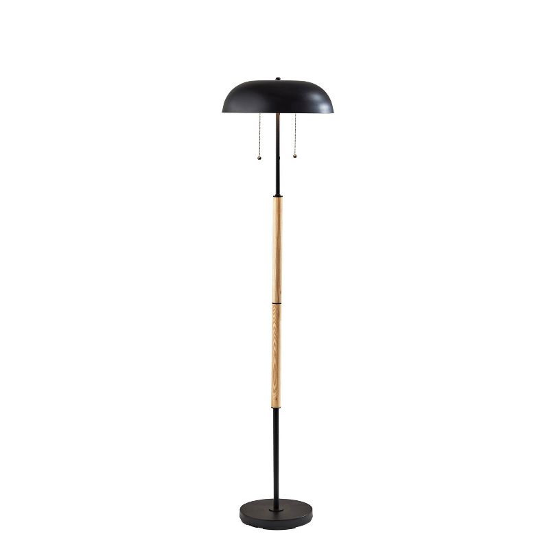 Everett Floor Lamp Natural Wood and Black - Adesso, 1 of 6