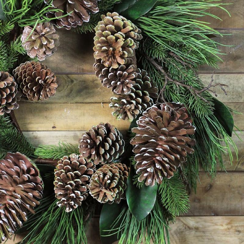 Northlight Real Touch™️ Mixed Foliage and Pine Artificial Christmas Wreath   - 28" - Unlit, 4 of 7