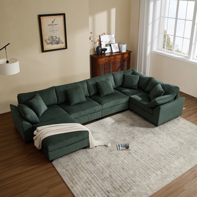 Modular Sectional Sofa, Oversized U Shaped Couch, Convertible Sleeper Sofa, 6 Seat Sofa with Chaise - Morden Fort