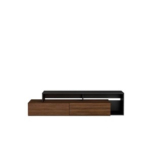 Nexera Tonik TV Stand for TVs up to 72" Black/Walnut: Modern Entertainment Center with Storage Drawers - 1 of 4
