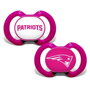 BabyFanatic Officially Licensed Unisex Pacifier 2-Pack - Pink NFL New England Patriots - 1 of 3