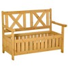 Outsunny 29 Gallon Garden Storage Bench with Wooden Frame, Large Entryway Deck Box w/ Unique X-Shape Back, Louvered Side Panels for Patio - 4 of 4