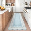 Washable Scalloped Living Room Rugs, Modern Floral Print Area Rug for Bedroom Dining Room, Non Slip Home Decor Carpet - 3 of 4