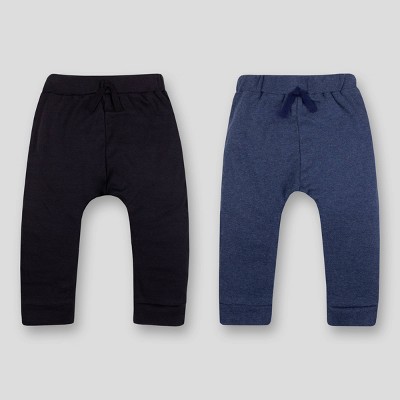 Lamaze Baby Boys' 2pk Organic Cotton Solid Pull-On Harem Pants - Navy Blue/Black