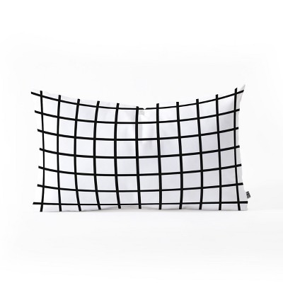 Little Arrow Design Co Monochrome Grid Lumbar Throw Pillow Black - Deny Designs