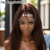 Unique Bargains Women's Straight Long Hair Wig 4x4in 180 Real Human Hair Deep Brown 1 Pc - 4 of 4