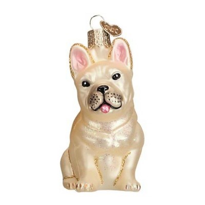 6-Inch Beige Glass French Bulldog Tree Topper