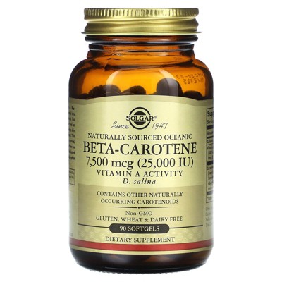 Solgar Naturally Sourced Oceanic Beta-Carotene, 7,500 mcg (25,000 IU), 90 Softgels