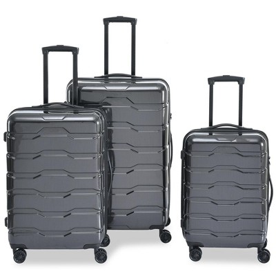3 Piece Suitcase Set ABS+PC Hardside Luggage Set TSA Checked Large Luggage with Double Spinner Wheels Trave Luggage Set Black