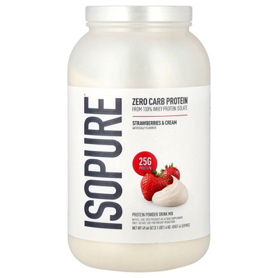 Isopure Zero Carb Protein Powder, Strawberries & Cream, 3 lb (1.36 kg)