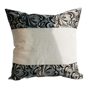 Slickblue Decorative Linen Throw Pillow - Stylish Patchwork Floor Cushion, 19.7"x19.7", 8 Design Options - 1 of 4
