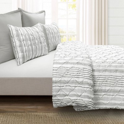 King Gray and White Reversible Microfiber Comforter Set