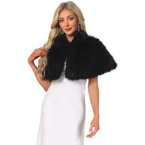 INSPIRE CHIC Women's Faux Fur Wedding Collared Cape for Bridal Bridesmaids Gown  Evening Jacket Shawl Medium Black : Target