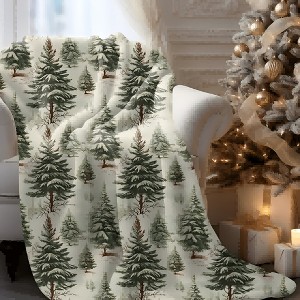 Lomsoe Rustic Christmas Tree Flannel Throw Blanket, Soft Vintage Holiday Decor, For Home Farm. - 1 of 4