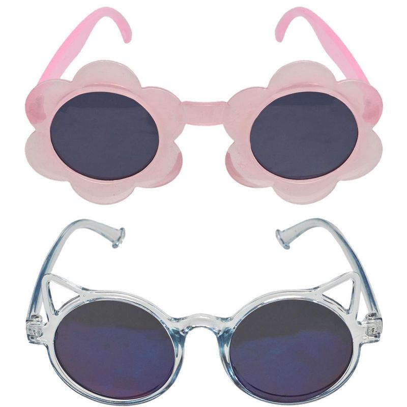 Willow & Ruby 2 Pack Infant's Sunglasses for Girls (Infant, Baby) in Pink Flower & Glossy Blue Cat, 4 of 6