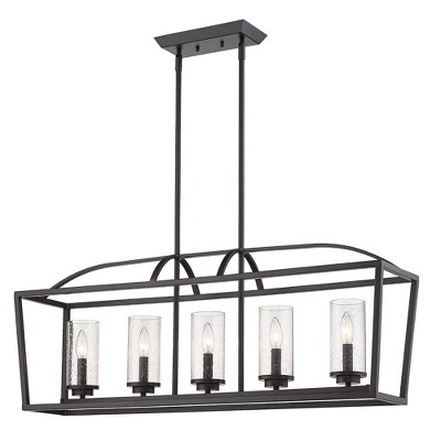 Mercer Matte Black Glass 5-Light Linear Pendant