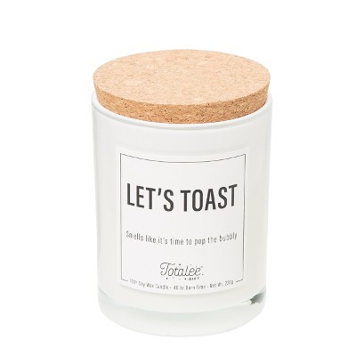 Totalee Gift Let's Toast Soy Candle Wax White 7.76 oz Burn Time: 40