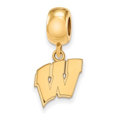 Black Bow Jewelry 14k Yellow Gold Plated Sterling Silver Wisconsin Badgers NCAA Bead Charm