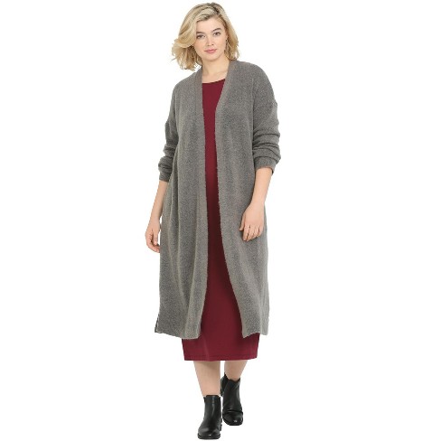 Plus Size Pointelle-Stitch Duster Cardigan