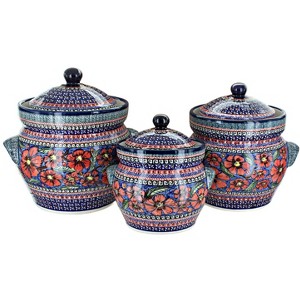 Blue Rose Polish Pottery 1120 Zaklady Large Canister Set - 1 of 1