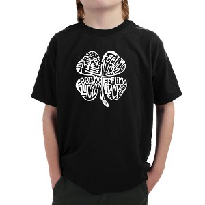 LA Pop Art Boy's Word Art T-shirt - Feeling Lucky - 1 of 4