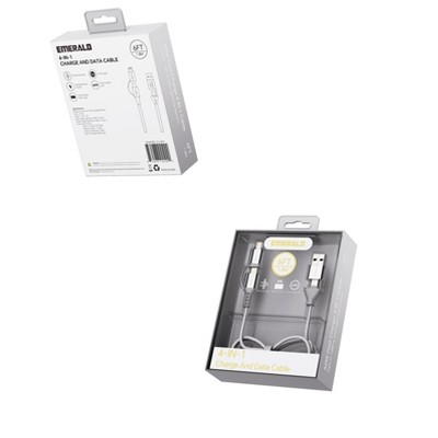 6-футовый кабель 4-в-1 с оплеткой USB-A и Type-C для подключения к Lightning и Type-C, кабель для быстрой зарядки и синхронизации данных белого цвета