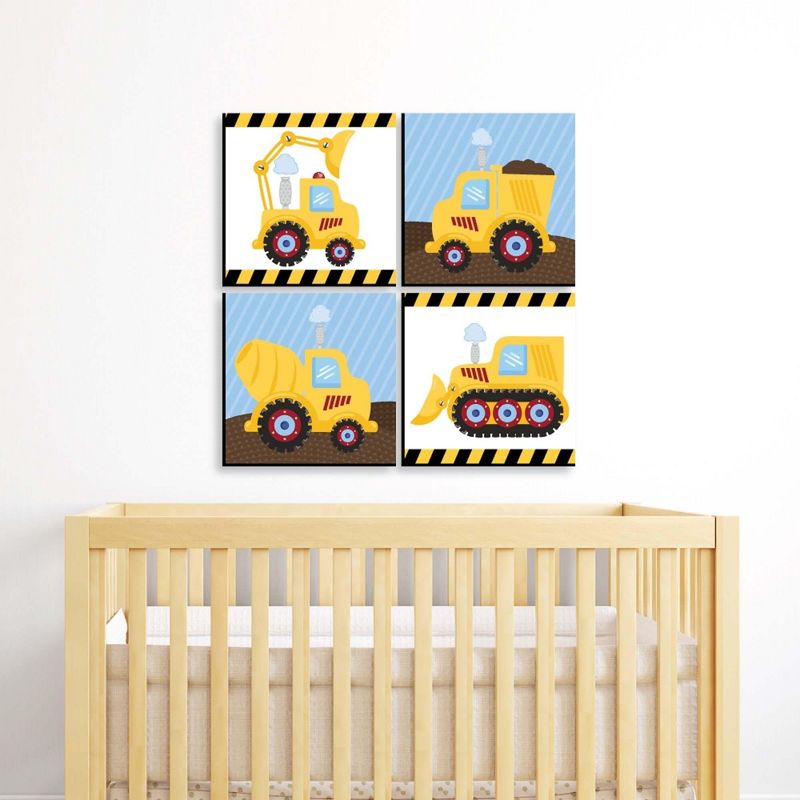 Big Dot of Happiness Construction Truck - Kids Room, Nursery Decor and Home Decor - 11 x 11 inches Nursery Wall Art - Set of 4 Prints for baby's room, 2 of 8