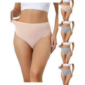 Allegra K Women's High Waist Tummy Control Stretch T-back Breathable Comfortable Thongs Multicolored - 1 of 4