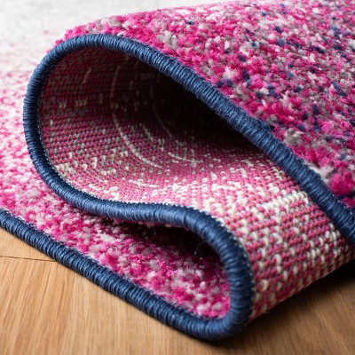 Fuchsia and Navy Abstract 3' x 5' Synthetic Area Rug