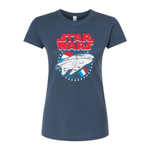 Women's - Star Wars - Millennium Falcon Americana-Juniors Fitted Graphic T-Shirt Fitted Graphic T-Shirt - 1 of 3