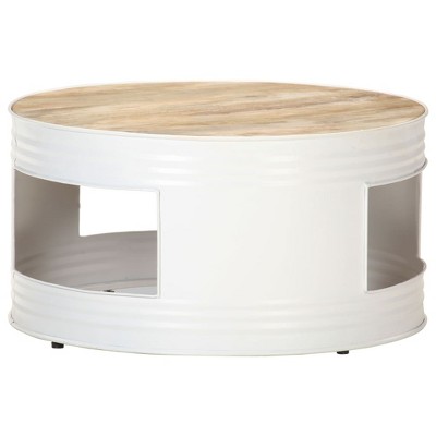 vidaXL Coffee Table Black 26.8"x26.8"x14.2" Solid Rough Mango Wood