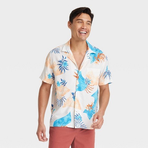 Мужские рубашки Goodfellow & Co Men's Floral Print Short Sleeve Button-Down Shirt - Goodfellow & Co™ L: Botanical Poplin,