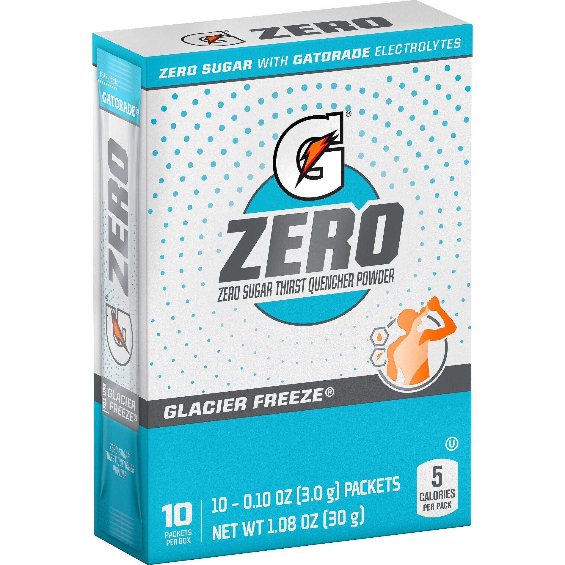 Gatorade GZERO Glacier Freeze Sports Drink Mix - 1.08oz: Kosher, Hydration, Low Calorie