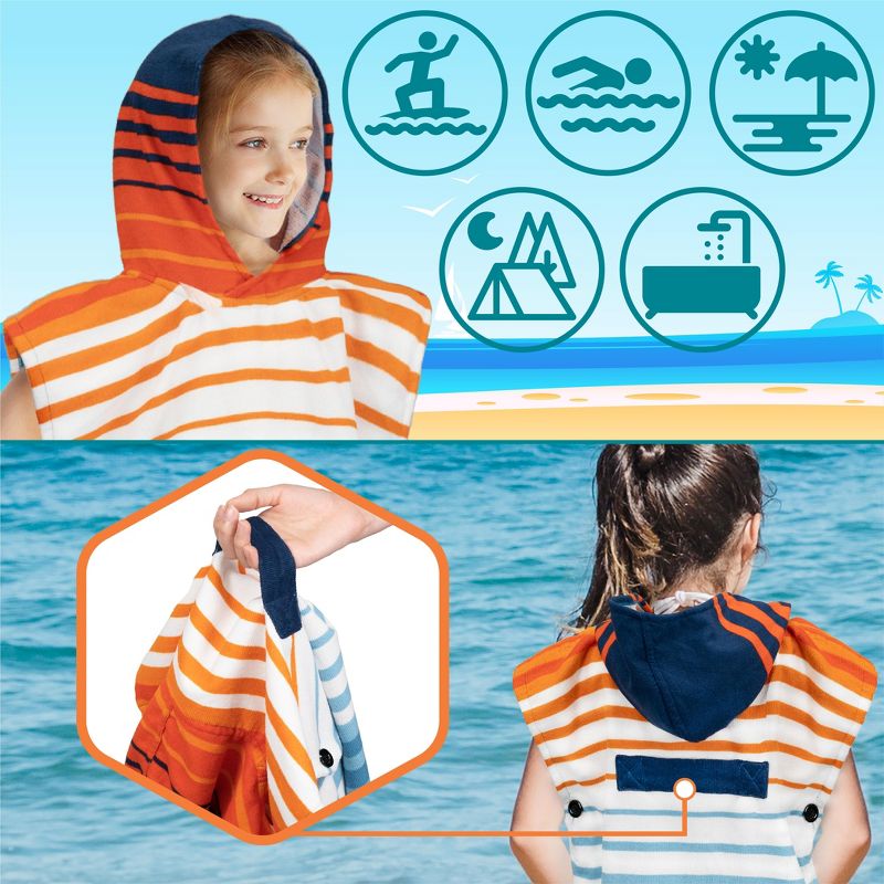 SUN CUBE Kids Changing Robe Surf Beach Towels, Quick Dry Wearable Towel Hood Pocket, Wetsuit Changing Cape for Toddler Boys Girls 3-8, 3 of 8