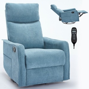 Swivel Rocker Recliner Chair with Heat and Massage, Manual Recliner Chair for Living Room, Fabric Lounge Recliner Chair - Koiai - 1 of 4