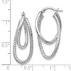 Black Bow Jewelry Polished and Textured 14k White Gold Bent Double Hoop Earrings, 32mm - 4 of 4