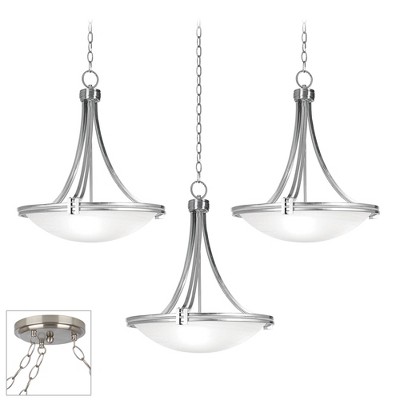 Possini Euro Design Brushed Nickel Swag Pendant Chandelier Marbleized Glass 3-Light Fixture for Dining Room House Foyer Kitchen