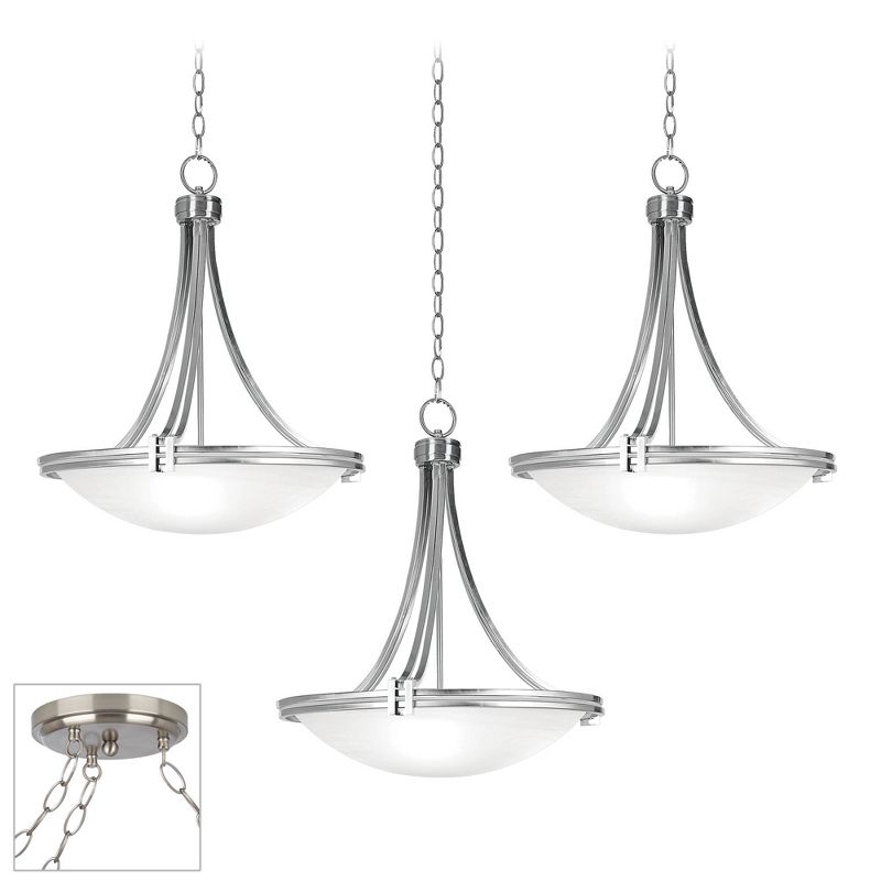 Possini Euro Design Deco Brushed Nickel Swag Pendant Chandelier Modern Marbleized Glass 3-Light Fixture for Dining Room House Foyer Kitchen Island, 1 of 10