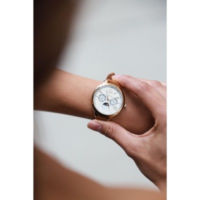 Peugeot Women 38mm Watch Multi Function Suede Leather Strap - image 5