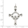 Black Bow Jewelry Sterling Silver Solid Antiqued Claddagh Cross Pendant, 25 x 42mm - 4 of 4