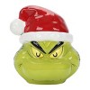 Grinch Character Head With Santa Hat Sculpted Ceramic Cookie Jar - 2 of 4