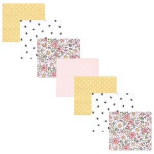 Hudson Baby Infant Girl Cotton Poly Flannel Receiving Blankets Bundle, Pink Yellow Pretty Floral, One Size - 1 of 4