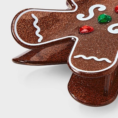 Gingerbread Man Claw Hair Clip - Brown - image 3