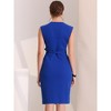 INSPIRE CHIC Women's Sleeveless V Neck Business Office Belt Pencil Dresses - 3 of 4