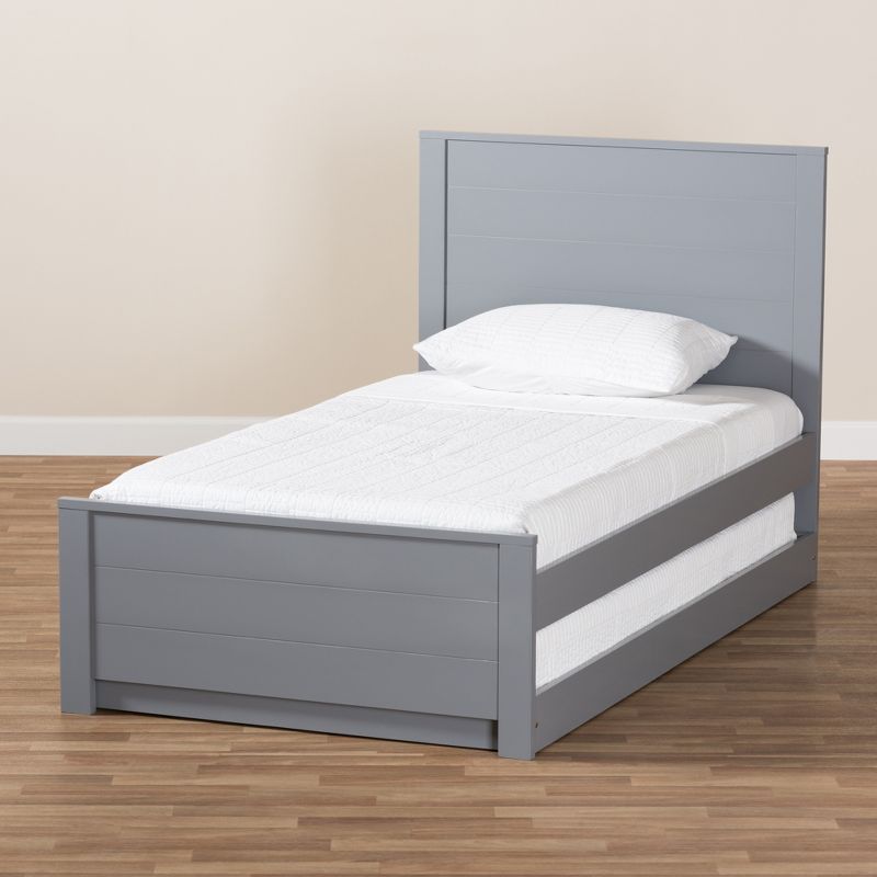Twin Catalina Modern Classic Mission Style Finished Wood Platform Bed with Trundle - Baxton Studio, 3 of 13