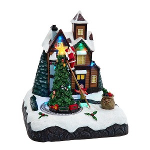 Kurt Adler 8.5-Inch Battery Operated Lighted Musical Santa Village Scene - 1 of 4