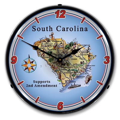 Collectable Sign & Clock | South Carolina Supports the 2nd Amendment LED Wall Clock Retro/Vintage, Lighted