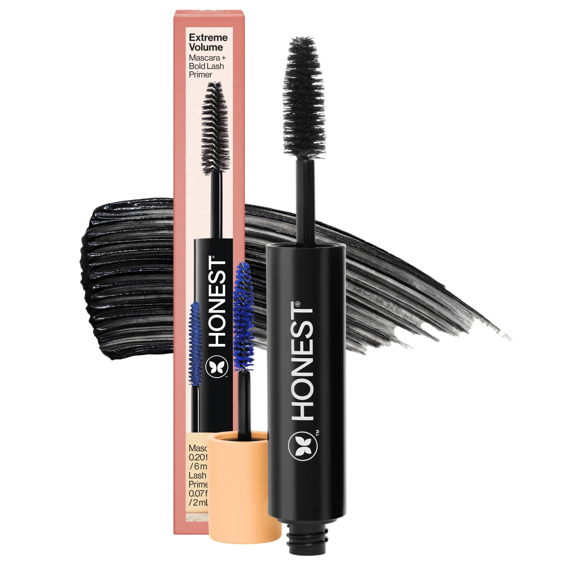 Honest Beauty Extreme Volume Mascara + Bold Lash Primer - Black - 0.27 fl oz
